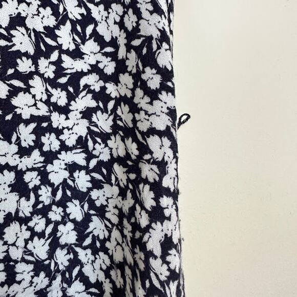 French Connection Button Down Mini Shirt Dress Black White Floral Print Small - Picture 5 of 8